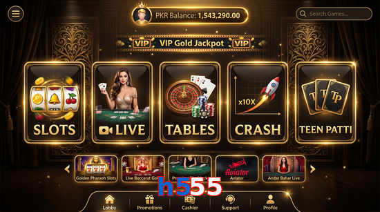 Main screen of H555 casino page for PK players