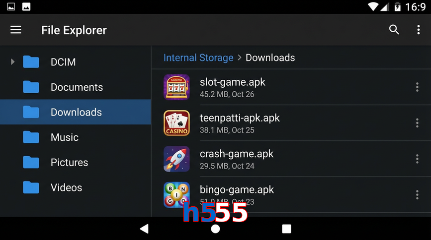 Main screen of H555 gameapk page for PK players